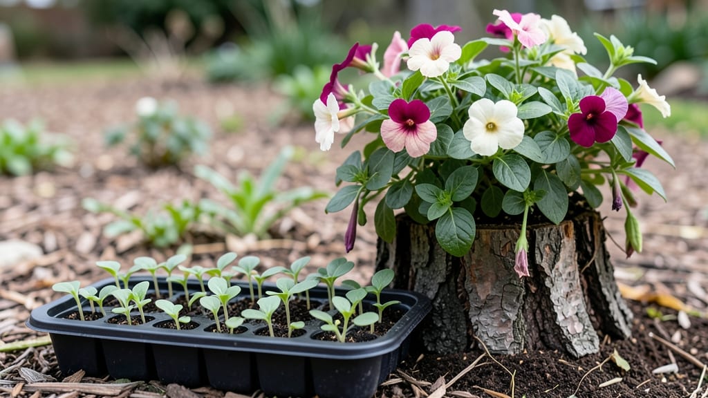 Planting Flowers in Tree Stumps: Bold Vertical Garden Statement With Year-Round Color