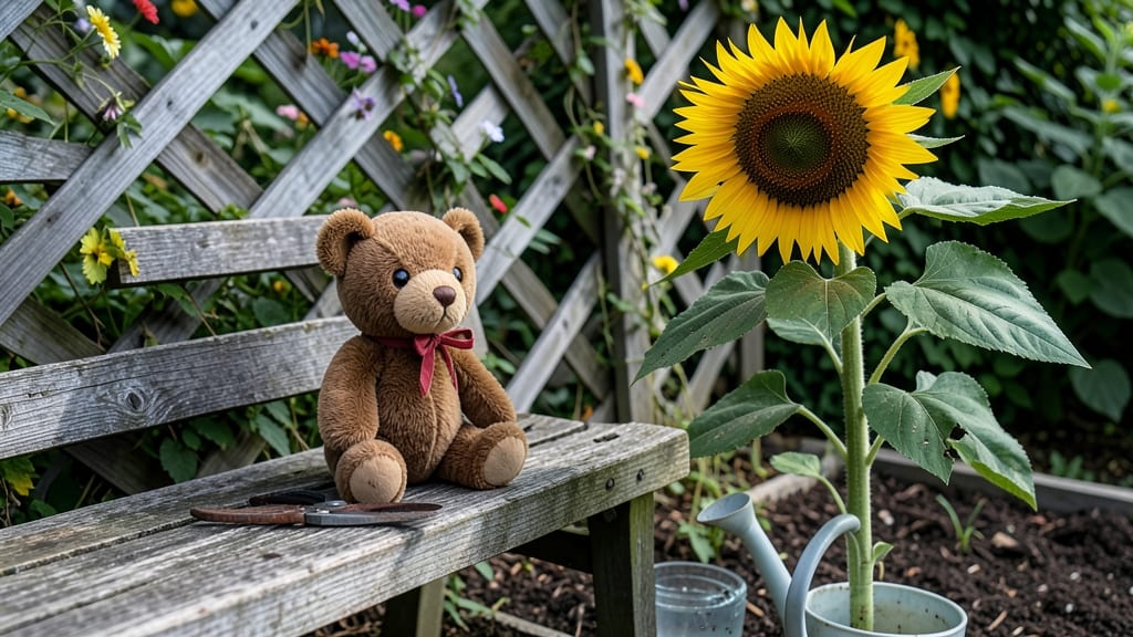 Teddy Bear Sunflower Images: Whimsical Garden Focal Point for Kids' Play Areas