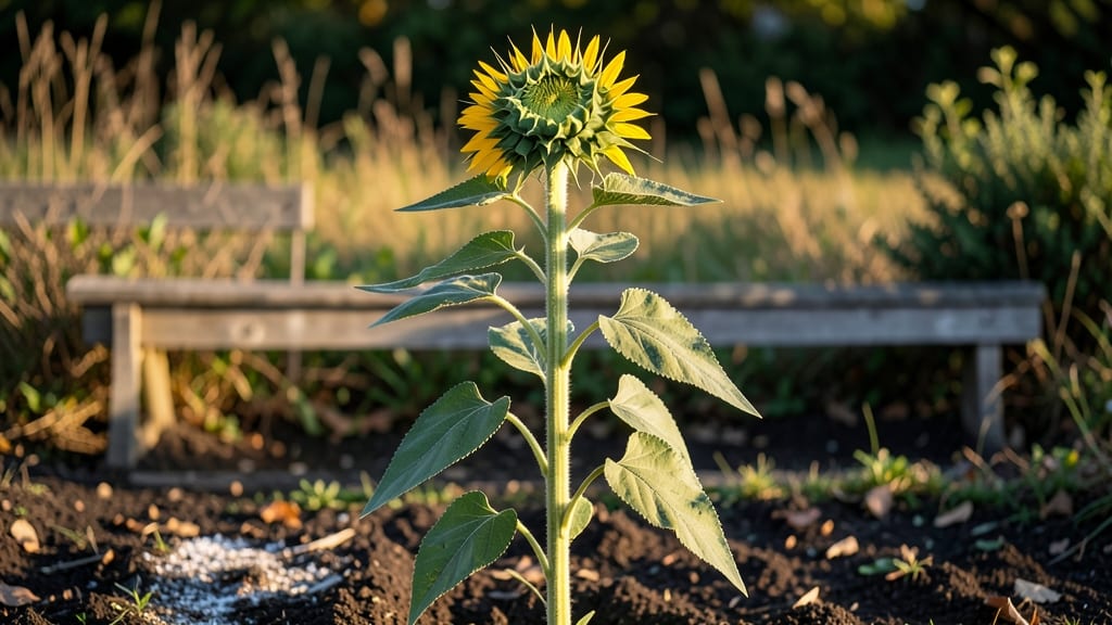 What Do Sunflower Plants Look Like Before They Flower: Leafy Green Stems With Bold Striped Stalks